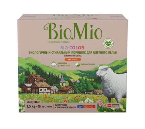 Порошок BioMio BIO-COLOR с экстрактом хлопка