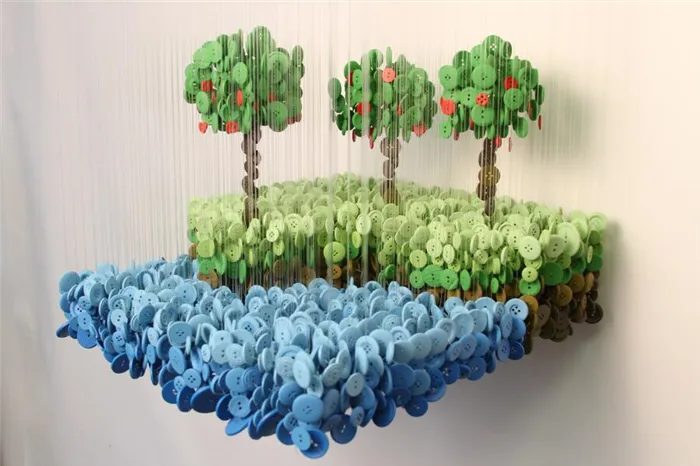 Художественные работы с помощью пуговиц