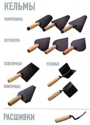 Как по виду отличить какие кельмы для каких работ предназначены