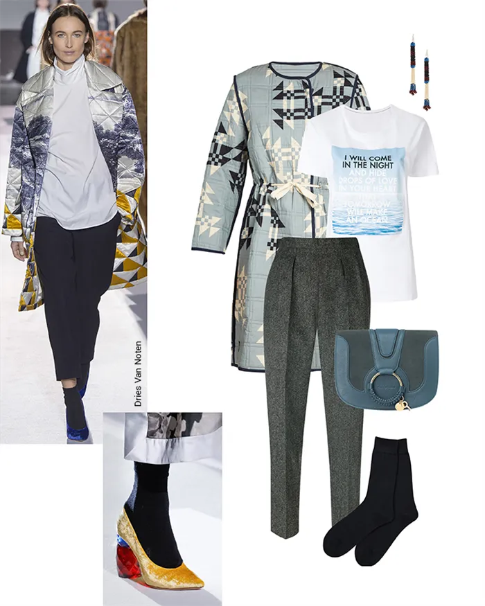 Dries Van Noten fw 2017, мужской носок + вельветовые туфли